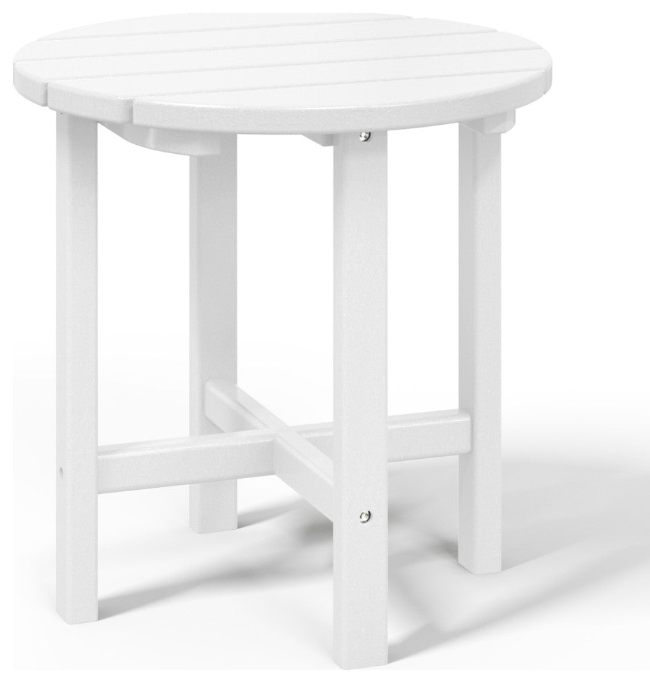 Adirondack Round Outdoor Side Table, White