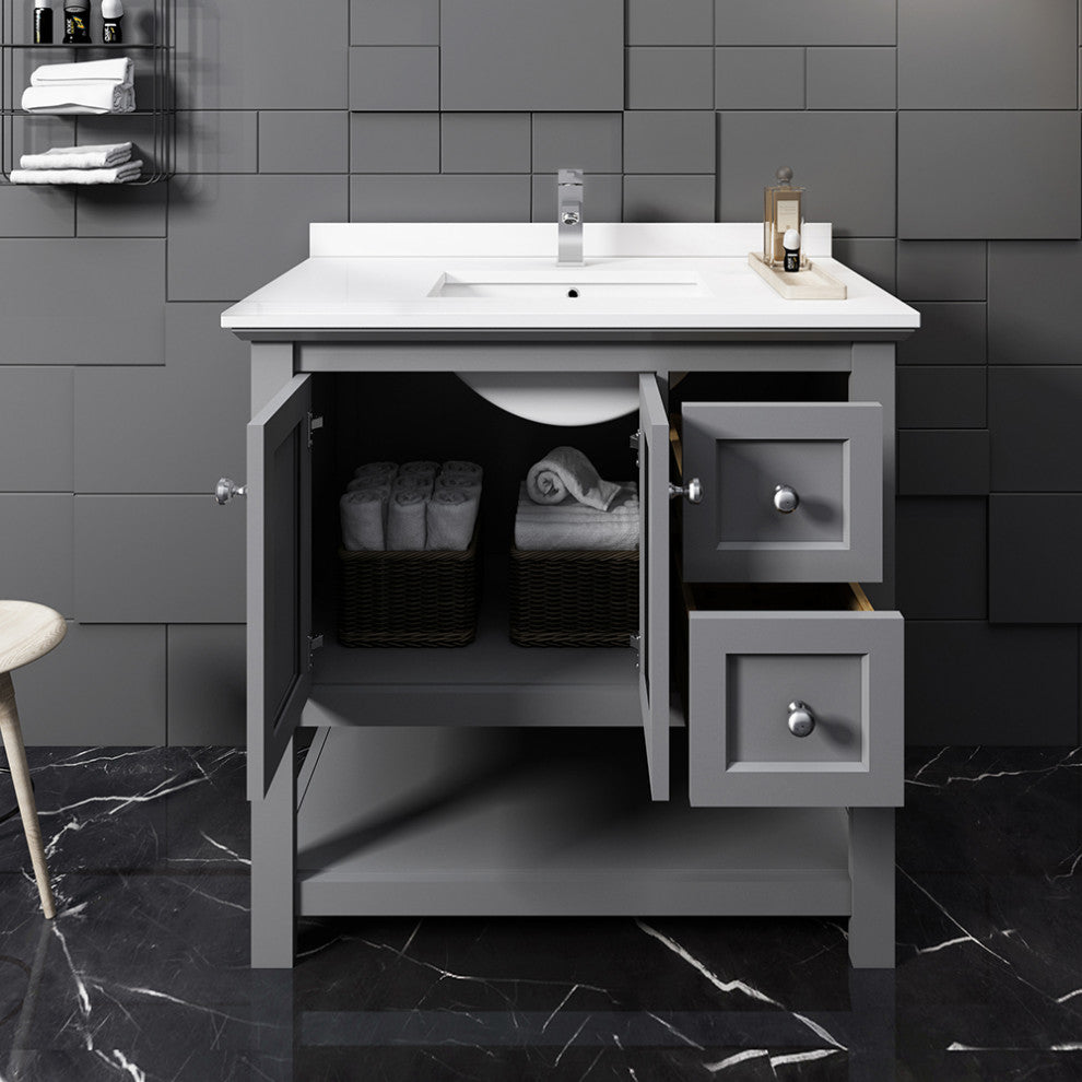 Fresca Manchester 36" Gray Cabinet With Top and Sink
