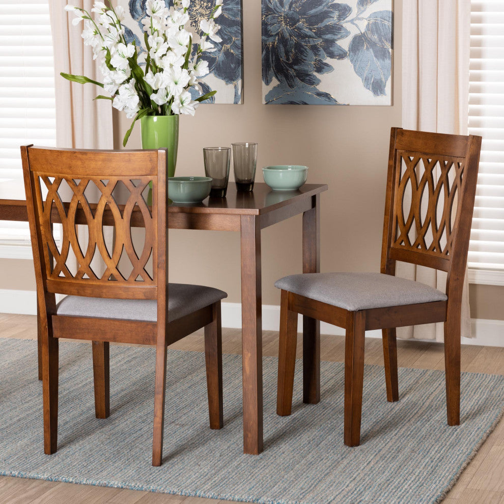Denia Dining Collection, Gray/Walnut Brown, Dining Chair, Set of 2