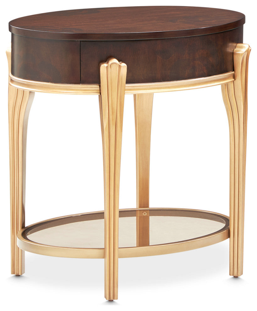 Camellia Field End Table With Drawer, Warm Pecan