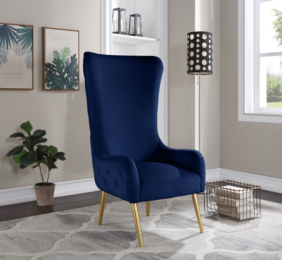 Alexander Velvet Upholstered Accent Chair, Navy