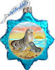 Keepsake Seal Star Coastal Scenic Glass Ornament