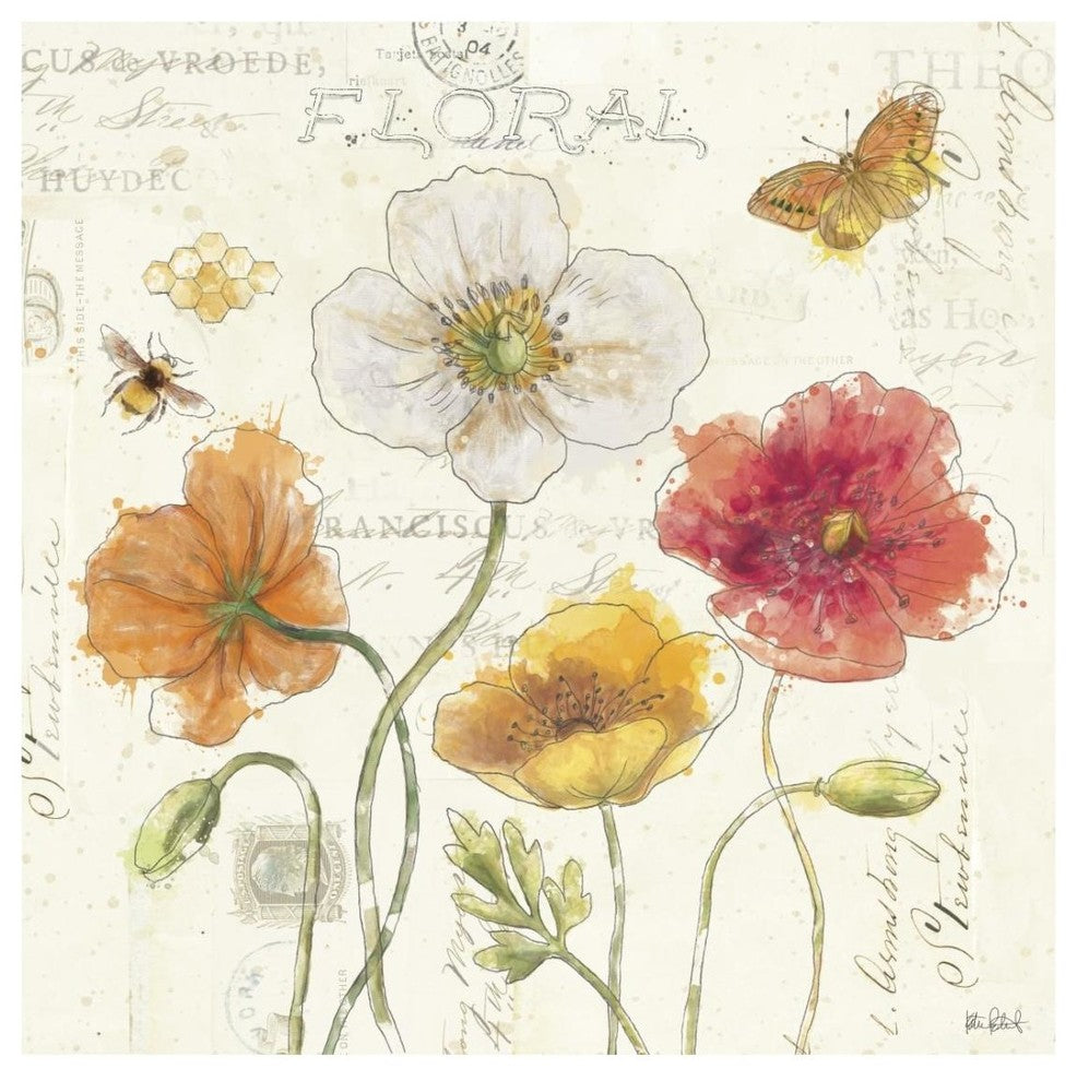 "Painted Poppies III" Digital Paper Print by Katie Pertiet, 26"x26"