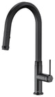 Single Handle Deck Mounted High Arc Pull Down Brass Kitchen Faucet, Matte Black