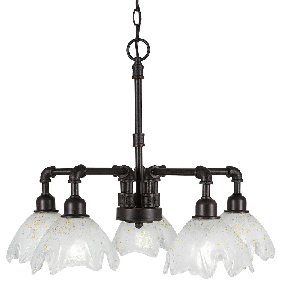 Chandeliers, 7" Gold Ice Glass