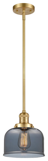 Large Bell 1 Light Mini Pendant, Satin Gold, Plated Smoke