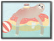 The Kids Room Cartoon Lazy Sloth In a Donut Float Framed Giclee Art, 11"x14"