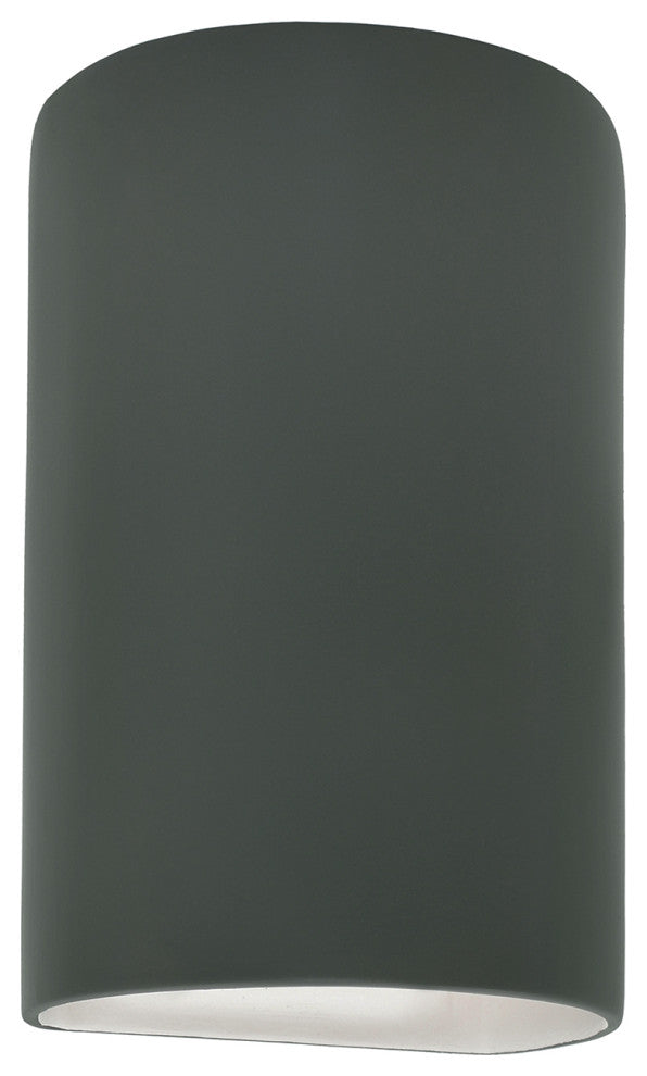 Ambiance Small Cylinder Outdoor Wall Sconce, Open, Pewter Green, E26