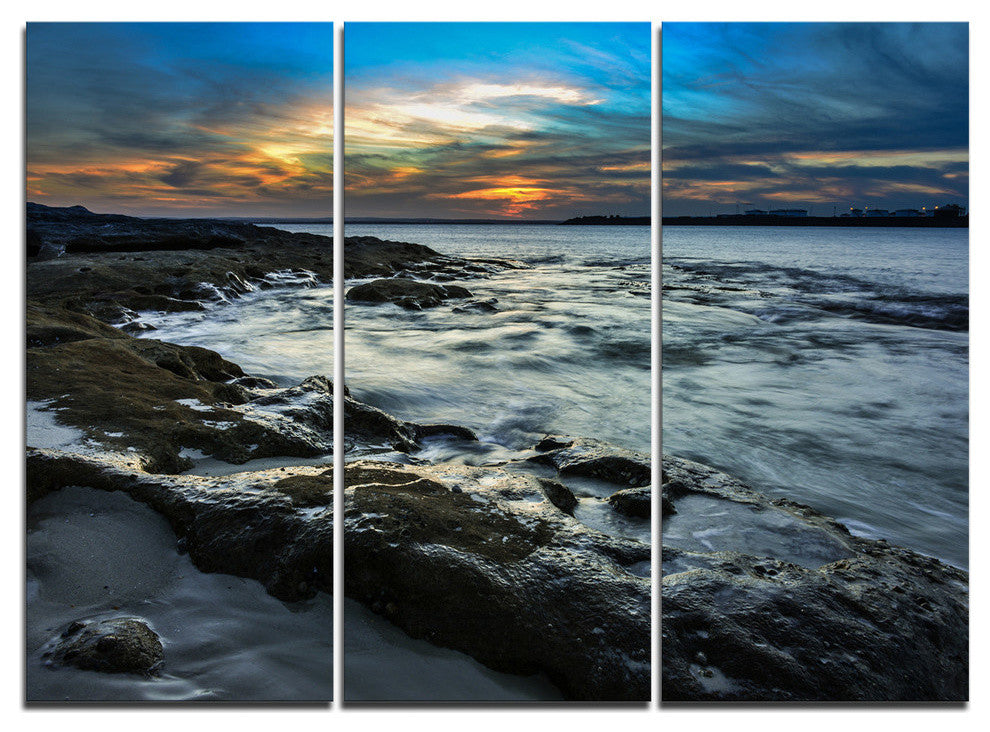 "Fascinating Sunset at Australia Coastline" Metal Wall Art, 3 Panels, 36"x28"
