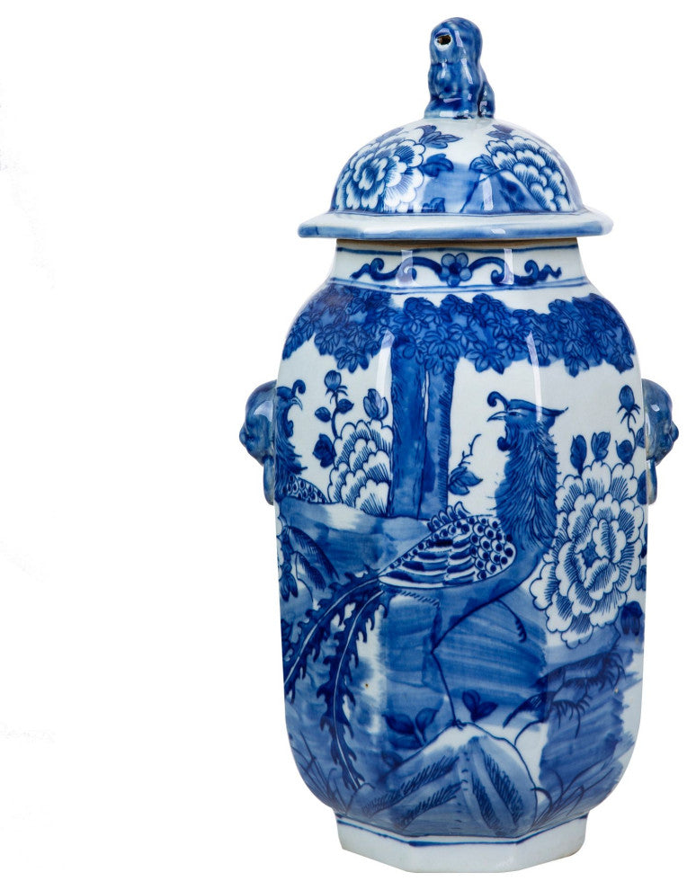 Phoenix Tree Octagonal Lidded Jar Large