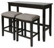 HomeRoots Perfecto Espresso Finish Sofa table With Two Bar Stools