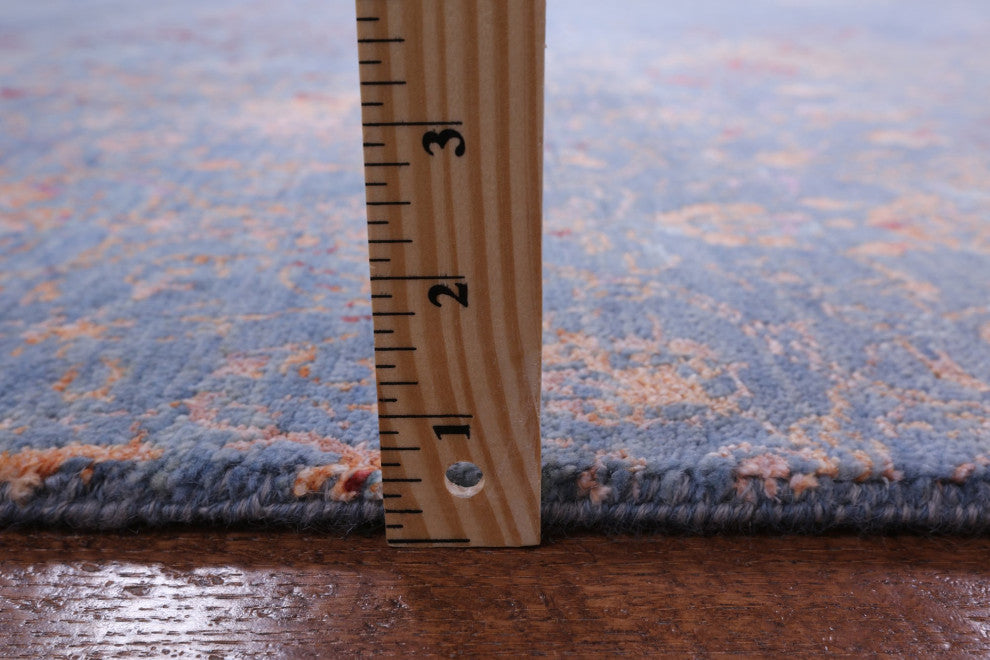 9' 1" X 12' 1" Modern Handmade Wool and Silk Rug Q6838