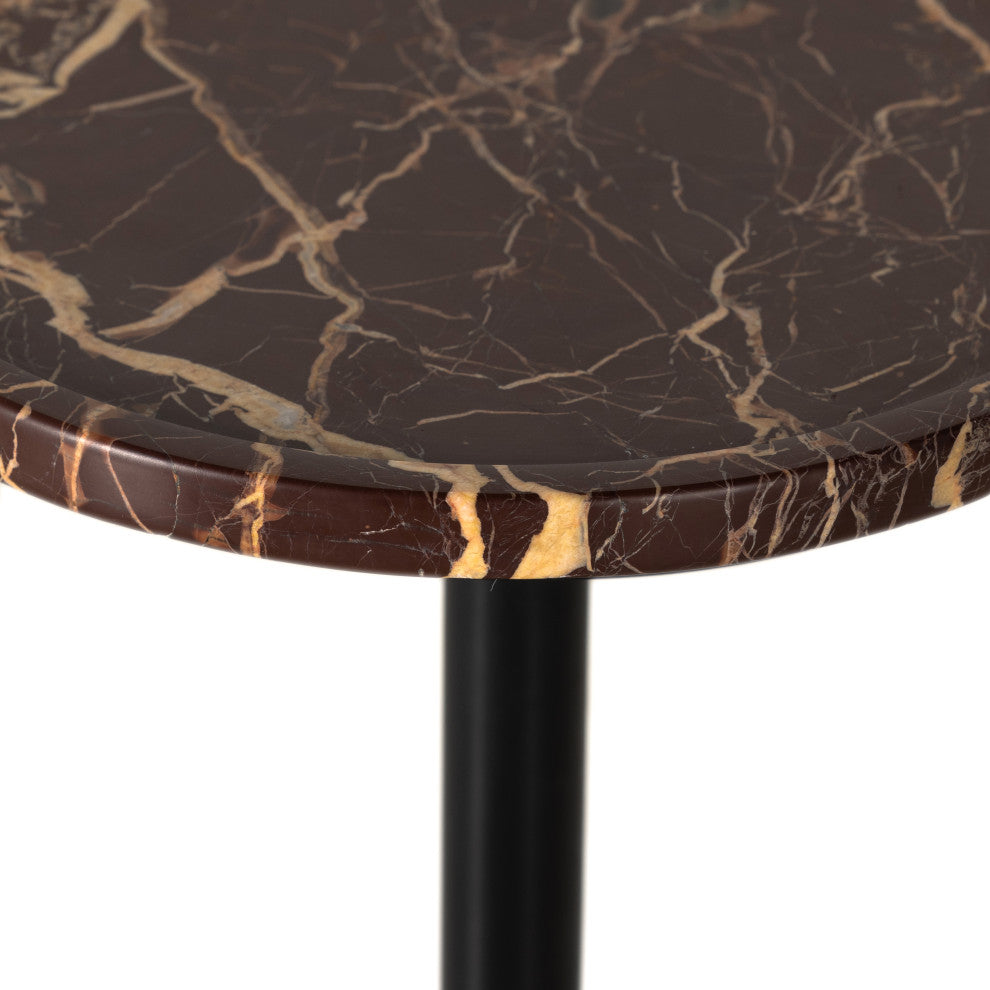 Viola Accent Table-Merlot Marble