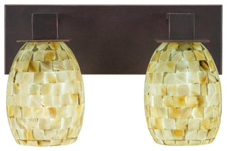 Apollo 2-Light Bath Bar, Dark Granite/Ivory Glaze Seashell