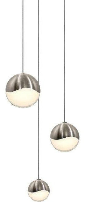 Grapes Architectural 3-Light Round Assorted LED Pendant, Satin Nickel