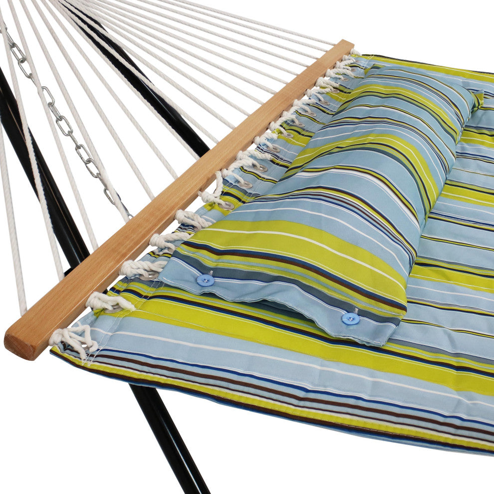 Sunnydaze 2-Person Hammock, Multi Use Universal Stand Quilted Double Fabric, Blu