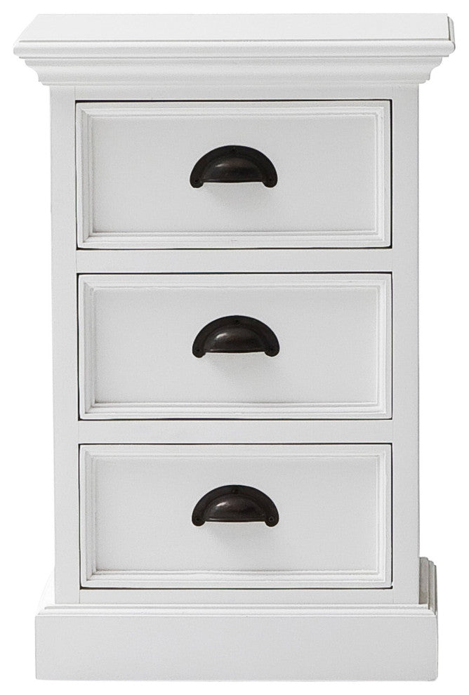 Classic White Three Drawer Nightstand