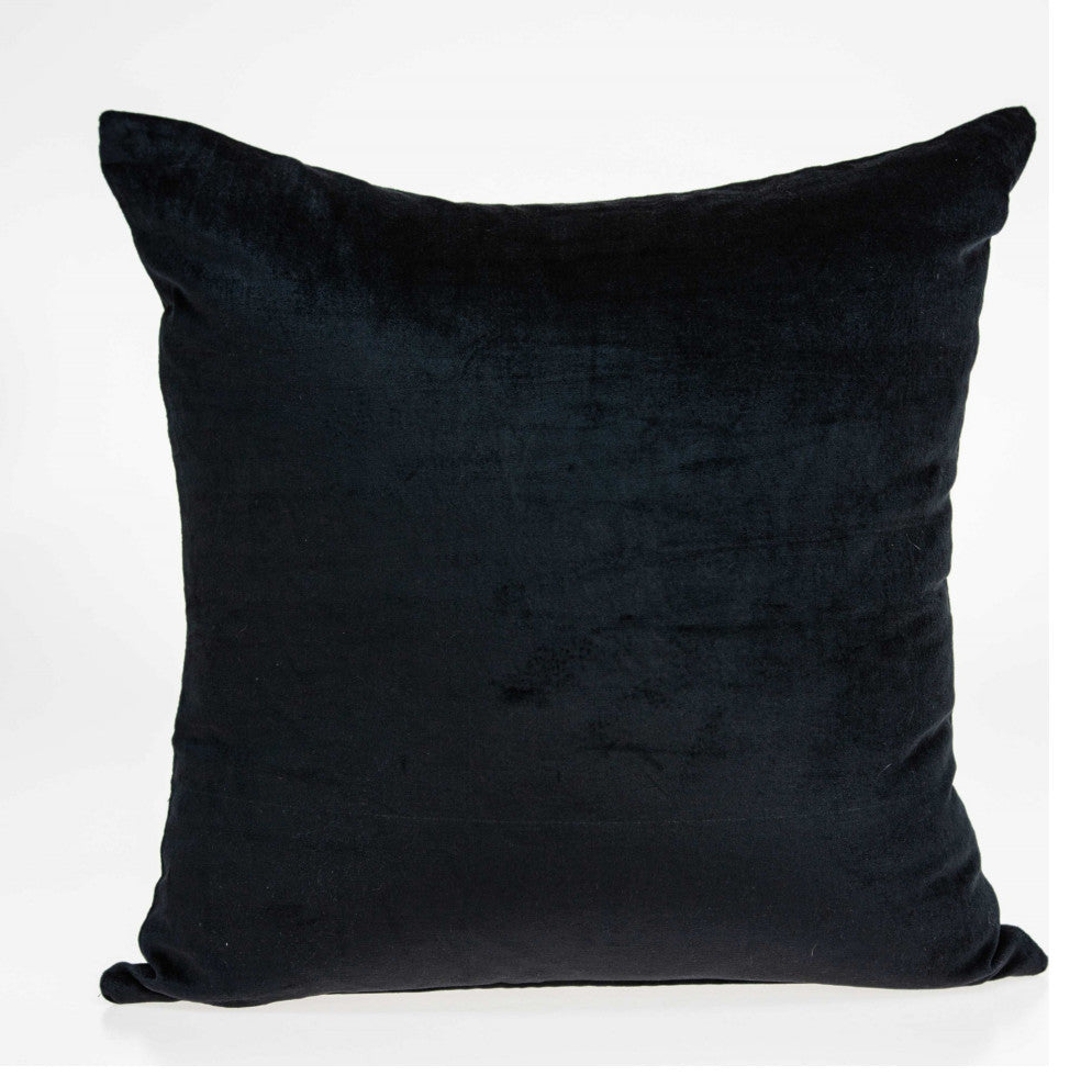 18" X 7" X 18" Transitional Black Solid Pillow Cover With Poly Insert