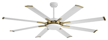 Modern Industrial 8-blade DC Motor Ceiling Fan with Remote Control, White/Gold, 72", Without Light