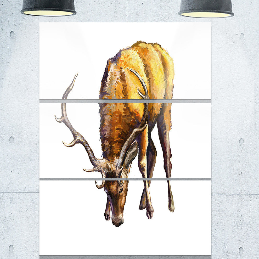 "Male Deer Illustration Art" Glossy Metal Wall Art, 3 Panels, 28"x36"