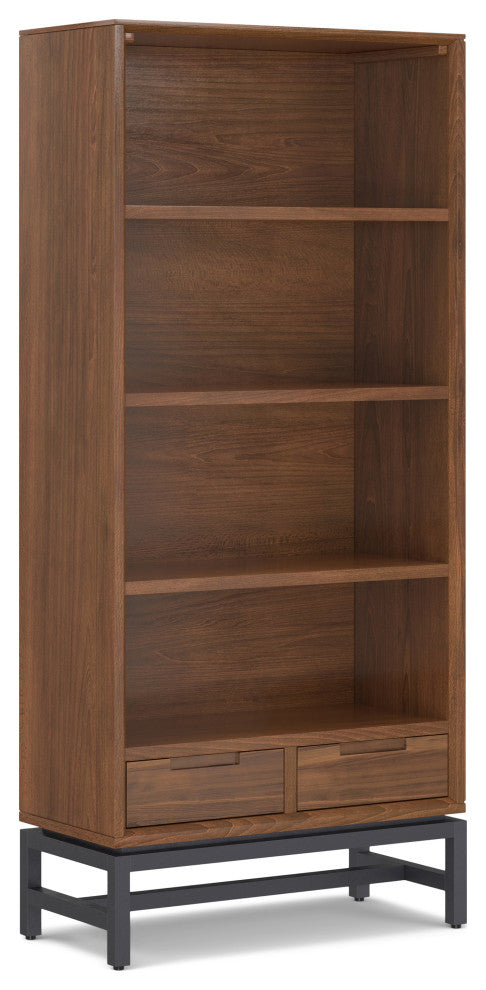 Banting Solid Hardwood Mid Century Bookcase, Walnut Veneer