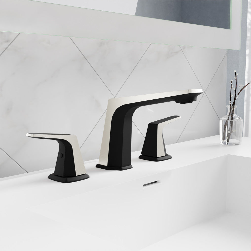 2-Handle 3-Hole Widespread Bathroom Faucet, Matte Black Brushed Nickel