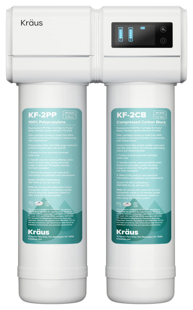 Purita 2-Stage Under Sink Water Filtration System with Digital Display Monitor