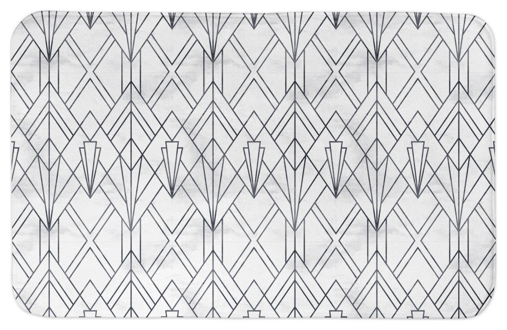 Navy White Pattern 34x21 Bath Mat