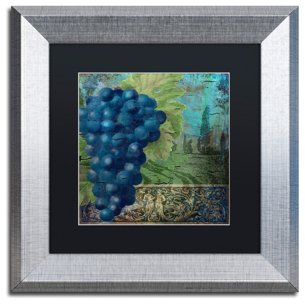 Color Bakery 'Vino Blu Two' Art, Silver Frame, Black Matte, 11"x11"