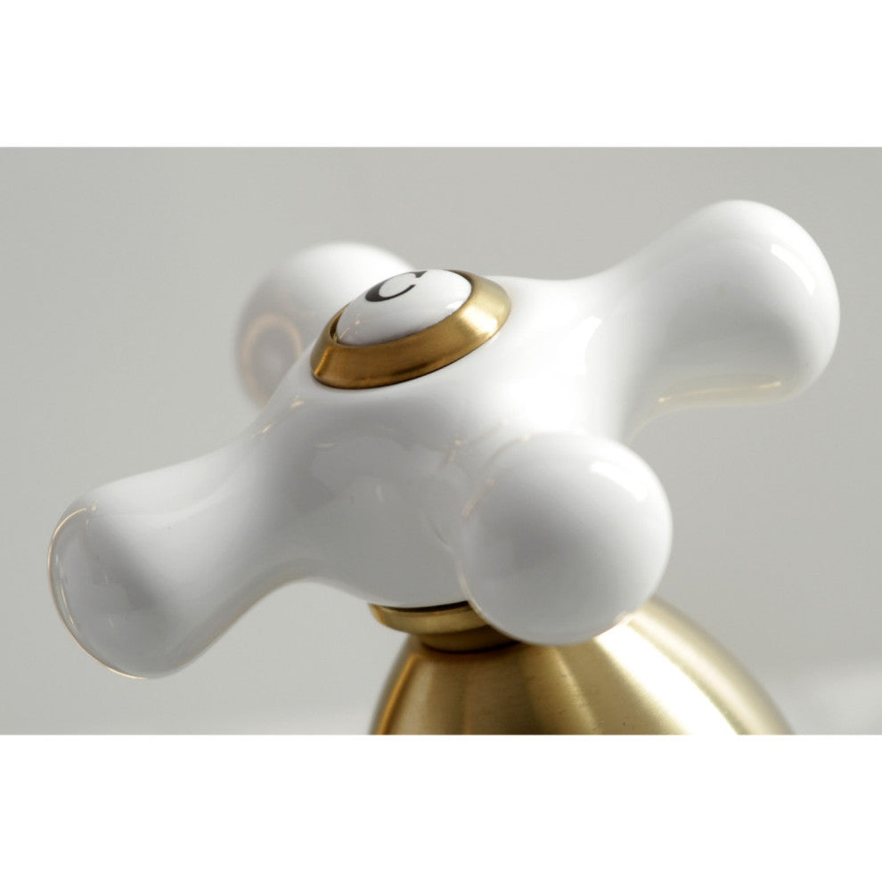 Kingston Brass Widespread Bathroom Faucet With Brass Pop-Up, Brushed Brass