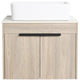 Wall-Mounted Bath Vanity, White Oak, White Ceramic Vessel Sink