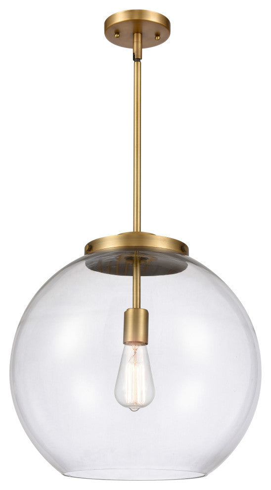 Athens Pendant, Brushed Brass, Clear, Clear