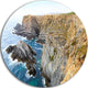Blue Rocky Bay Portugal Panorama, Seashore Round Metal Wall Art, 11"