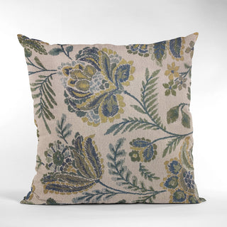 Plutus Blue Amazonian Floral Luxury Throw Pillow, 16"x16"