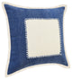 Ox Bay Hand-stitched Blue/White Bordered Organic Cotton Pillow Cover, 20"x20"