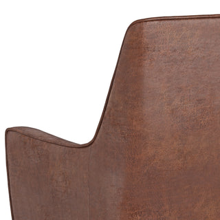 Robson Accent Chair, Faux Leather, Distressed Saddle Brown