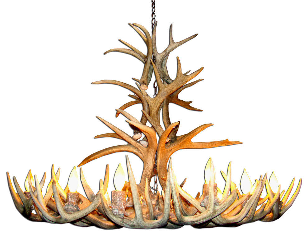 Whitetail Deer Royal Crown Oval Antler Chandelier Light, Extra Large, No Shades
