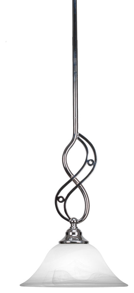Jazz Mini Pendant In Chrome Finish With 10" White Alabaster Glass