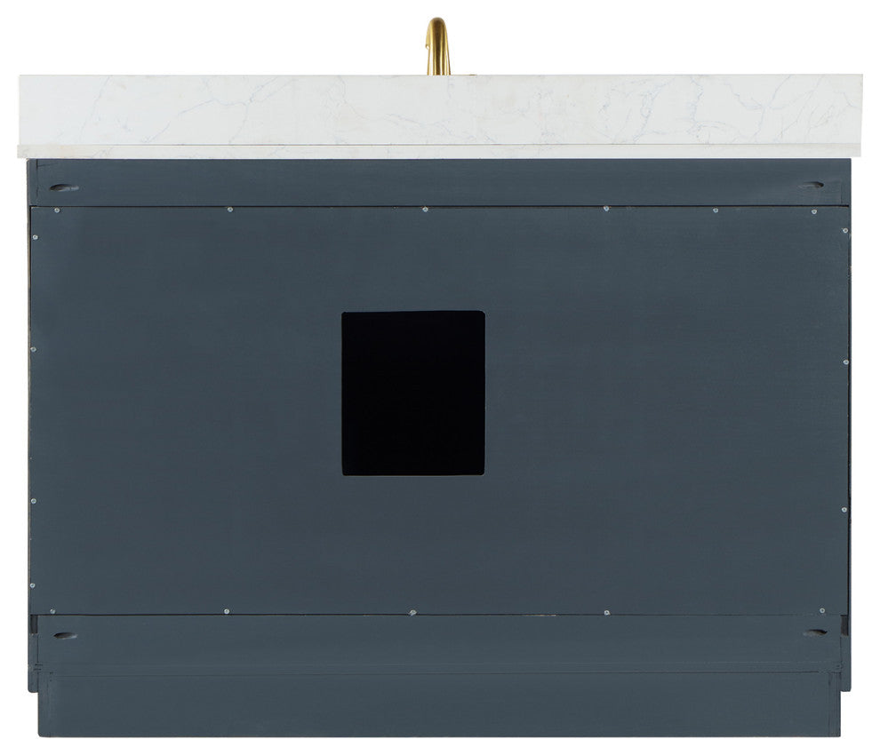 Gazsi Charcoal Blue Bathroom Vanity Set, 48", With Mirror