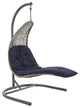 Light Gray Navy Landscape Hanging Chaise Lounge Outdoor Patio Swing Chair