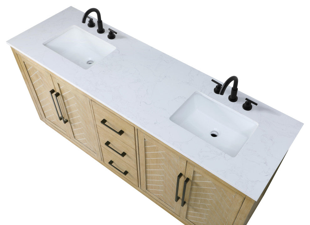 Home Living 72" Double Bathroom Vanity, Linen Oak