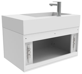 CastelloUSA Amazon 30" Left Wall Mounted Bathroom Vanity Set, White, White Top, Brushed Nickel