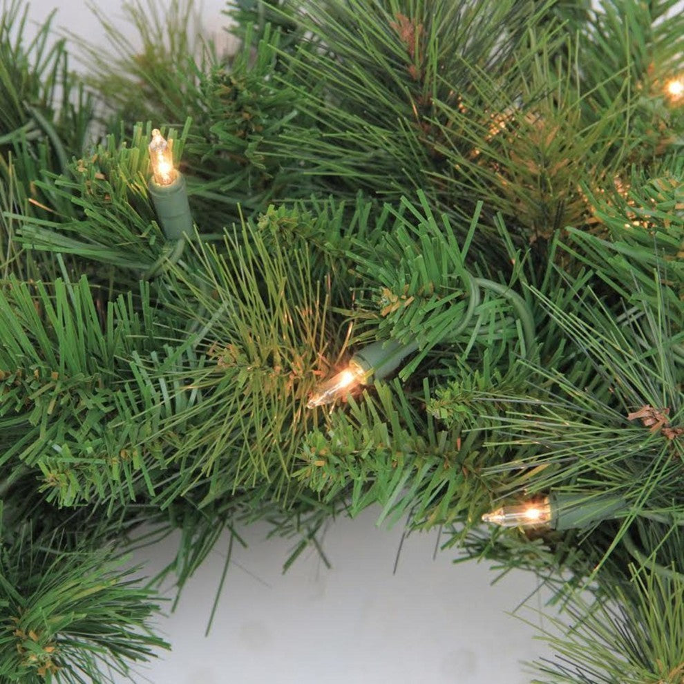 24" Pre-Lit Canyon Pine Artificial Christmas Wreath, Clear Lights