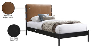 Abigail Upholstered Bed, Cognac, Twin, Vegan Leather