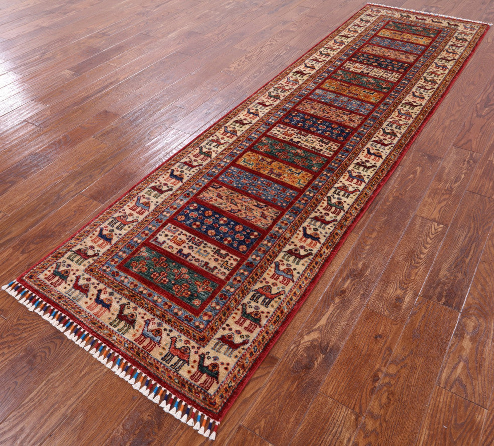Runner Hand Knotted Tribal Persian Gabbeh Rug 2' 9" X 10' 1" Q6569