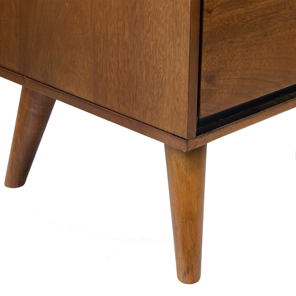 Furniture of America Belkor Mid-Century Modern Wood 2-Drawer Nightstand in Oak