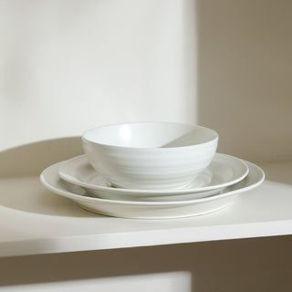 Stone Lain Orbit Stoneware 24-Piece Dinnerware Set, White