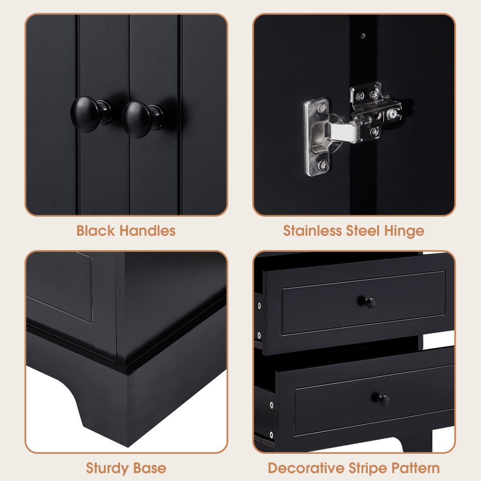 Gewnee Storage Cabinet with 2 Doors and 4 Drawers for Bathroom