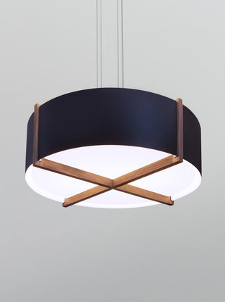 Plura 18 Pendant, Walnut, Matte Black With Matte White Interior, Gu-24 Socket