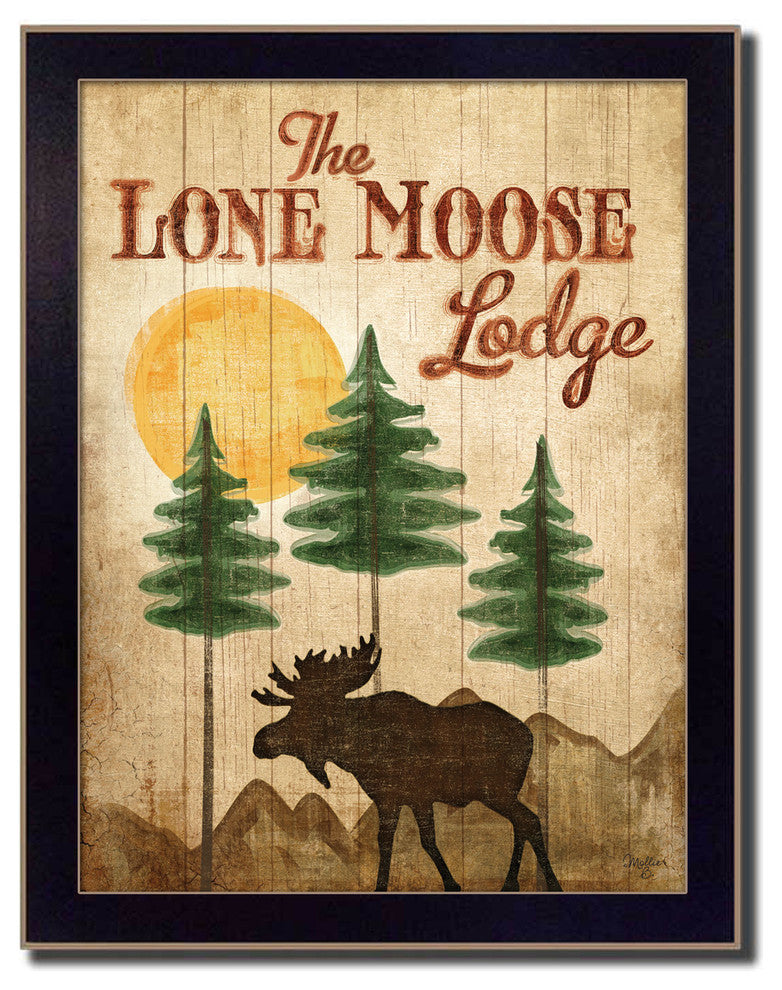 "Lone Moose" By Mollie B., Printed Wall Art, Ready To Hang, Black Frame